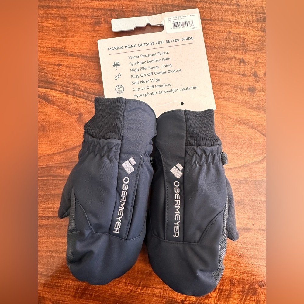 Brand new kids Obermeyer ski/snow/board waterproof Thumbs Up mittens sz M